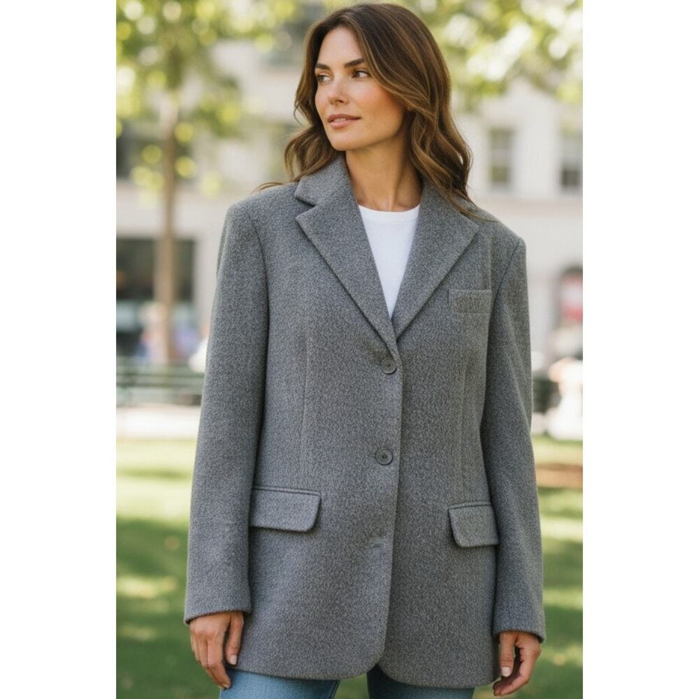 Women's Coat Jacket US 8 TopShop New Gray Brushed Dropped Shoulder Notch Collar